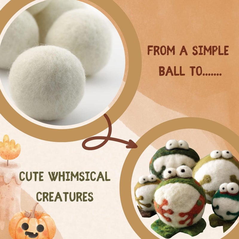 Woolbuddy Felt Balls – 20pcs Large 2.7” White Wool Pom Poms with Drawstring Bag – White Felt Balls for Crafts, DIY Garland, Christmas Ornaments, Needle Felting Projects - Image 5